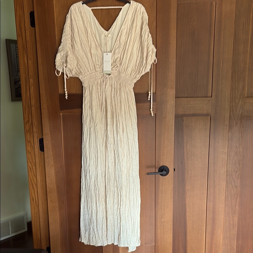 NWT Miss Me Cream Maxi Sundress with Dolman Sleeves